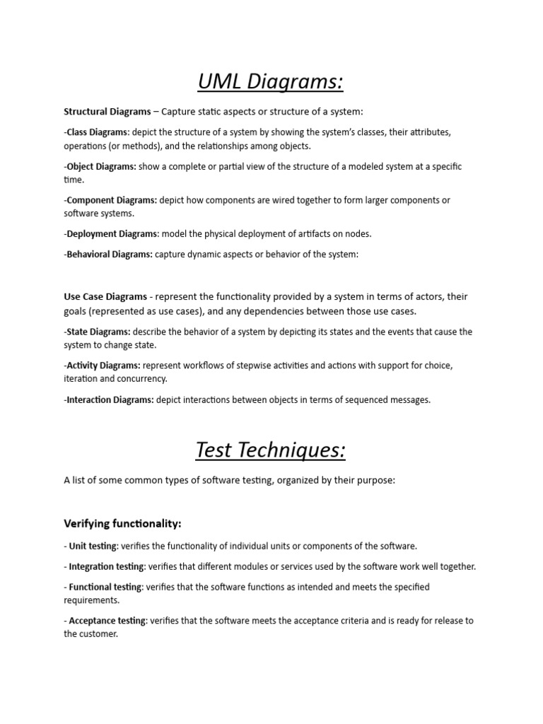 UML Diagrams and Testing Techniques Guide | PDF | Computers