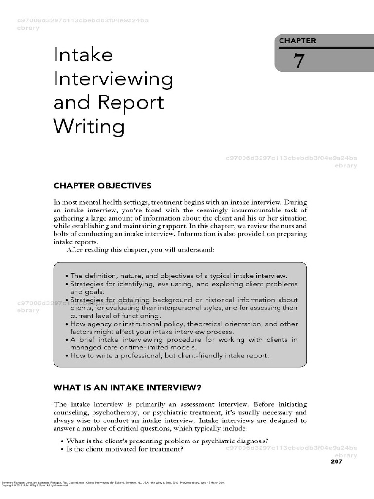 Intake Interview MSE - chp78 | PDF | All Rights Reserved | Library Science