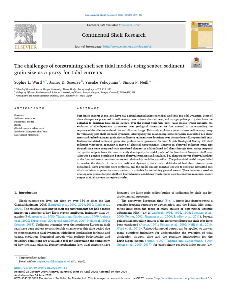 Continental Shelf Research Sophie L. Ward, James D. Scourse, Yusuke