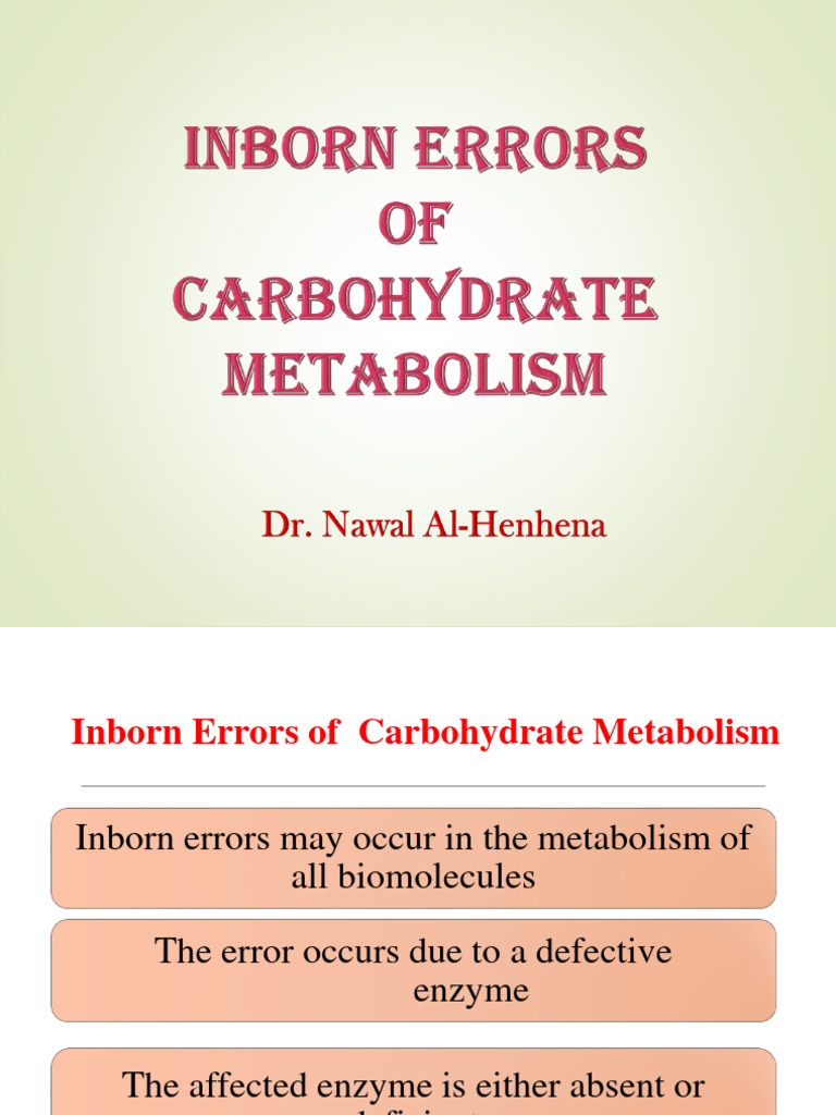Inborn Errors of CHO Metabolism | PDF | Glycogen | Biochemistry