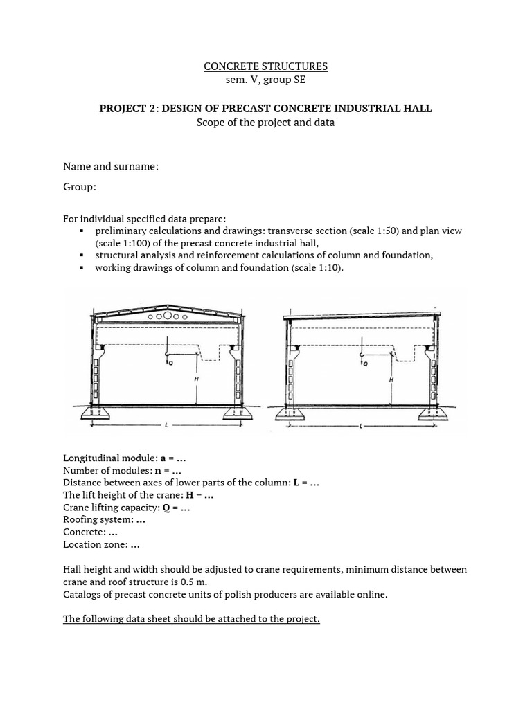 Precast Concrete Hall Design Guide | PDF | Crane (Machine) | Beam ...