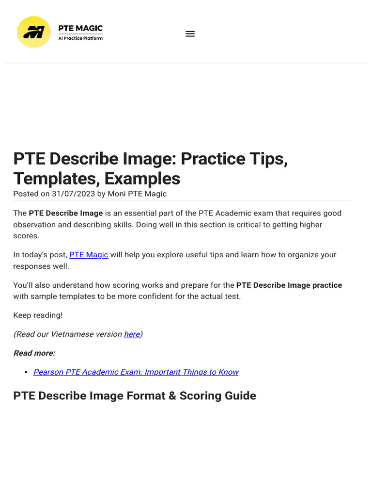Pte describe image practice tips templates exa pdf pie chart map