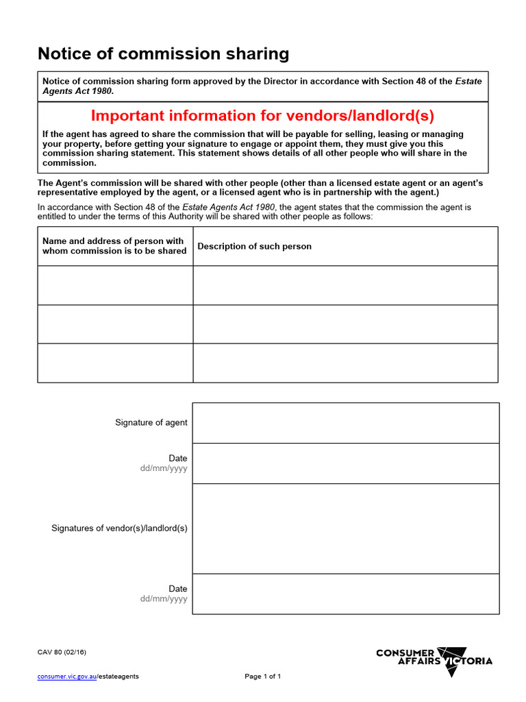 Commission Sharing Notice Template | PDF