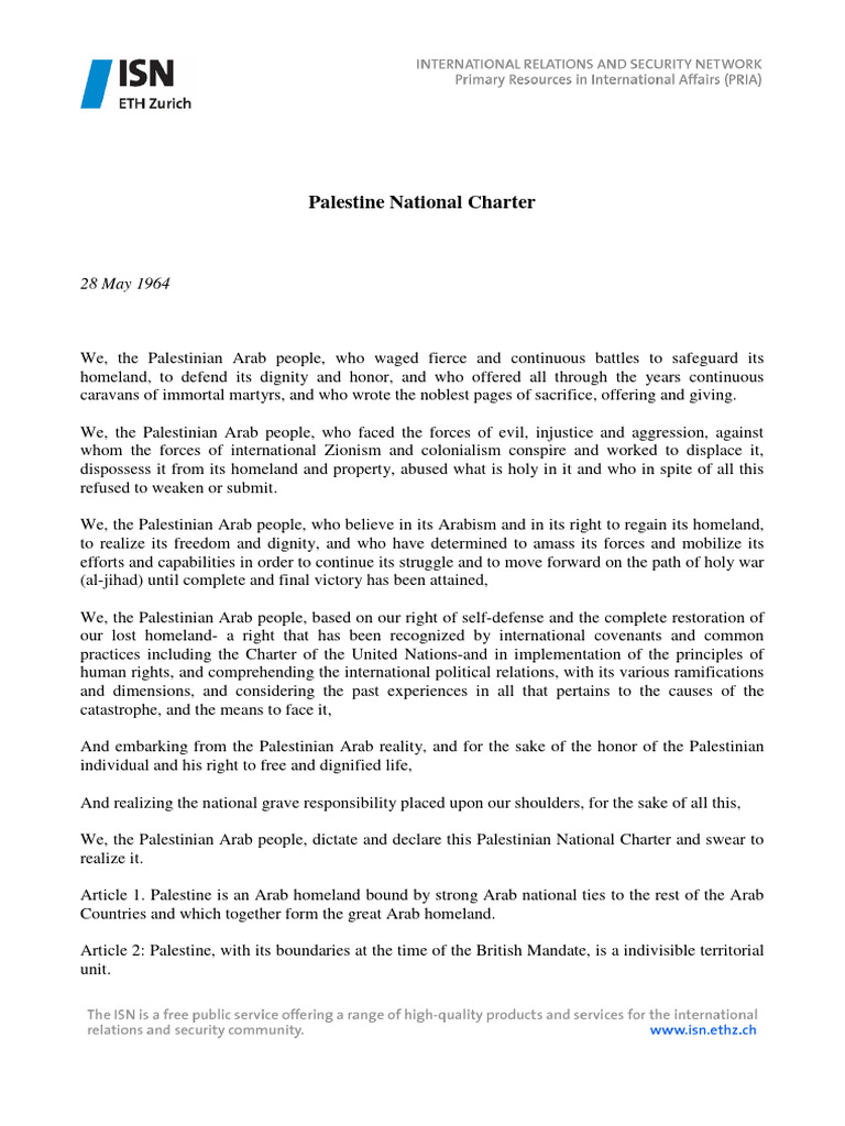 2123 Palestinian National Charter | PDF | Mandatory Palestine