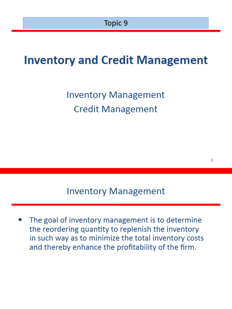 Topic 9 Inventory and Credit Management | PDF | Inventory | Financial ...