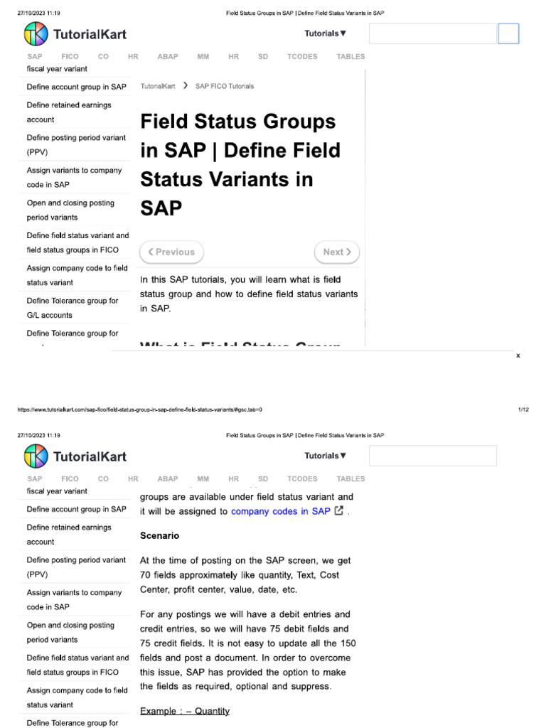 Field Status Groups | PDF
