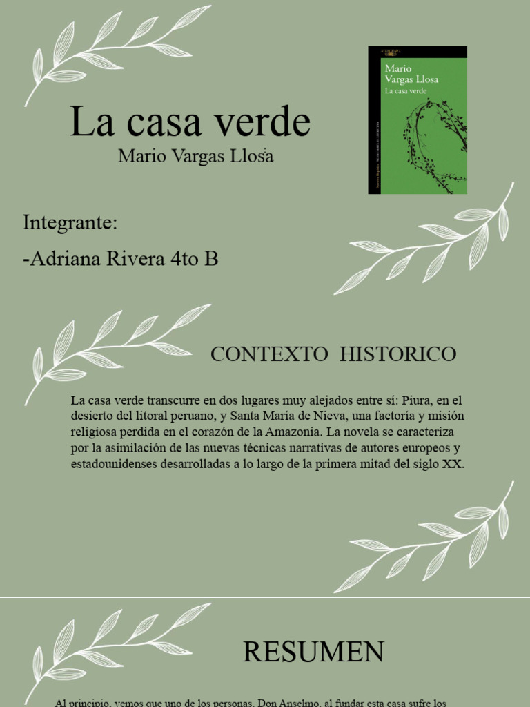 Resumen de "La casa verde" | PDF | Historia | Ficción general