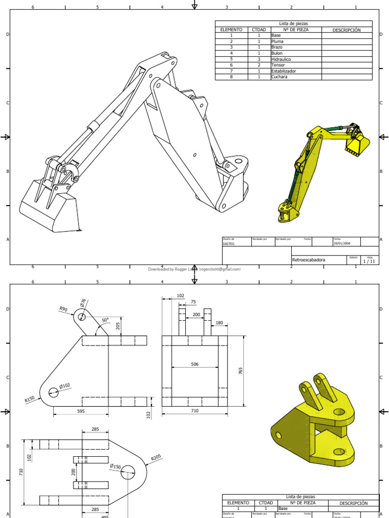 Planos de Retroexcavadora CAD | PDF