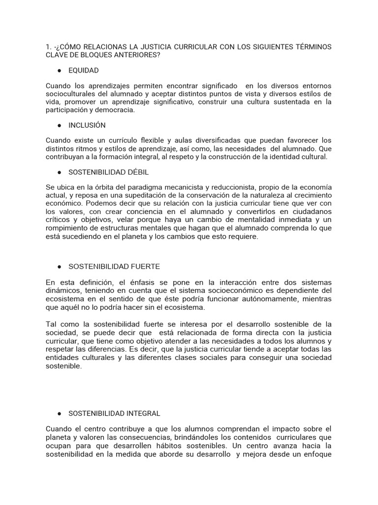 Justicia Curricular y Sostenibilidad | PDF | Sustentabilidad ...