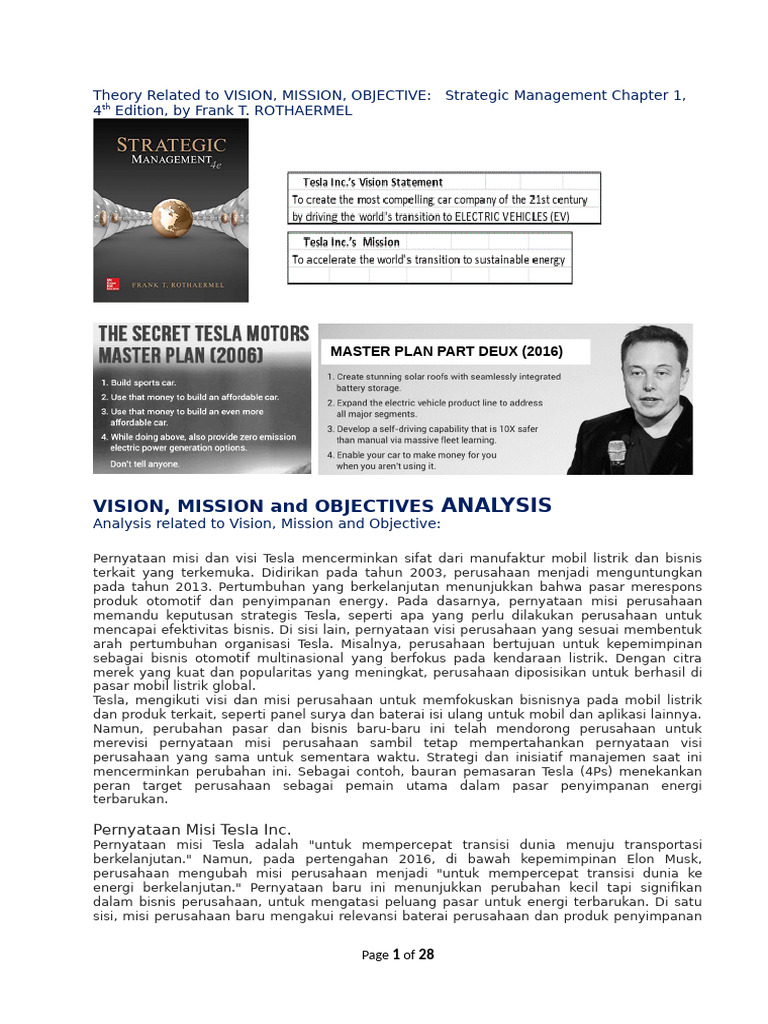 Analisis Misi dan Visi Tesla | PDF