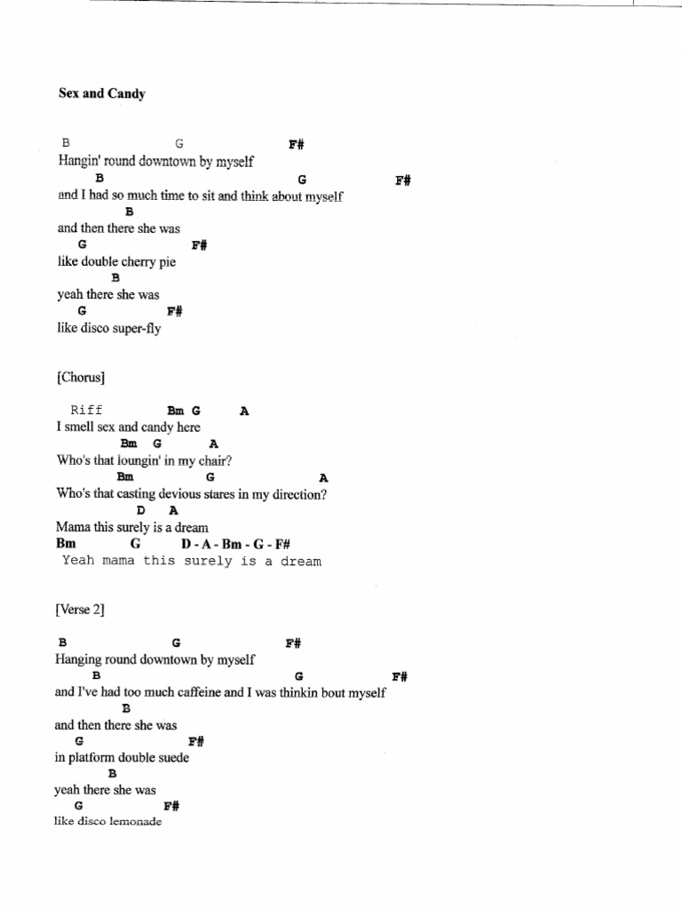 Sex and Candy Chords Lyrics PDF