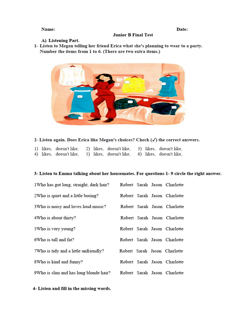 Junior B Final Test PDF | PDF | Fashion | Clothing