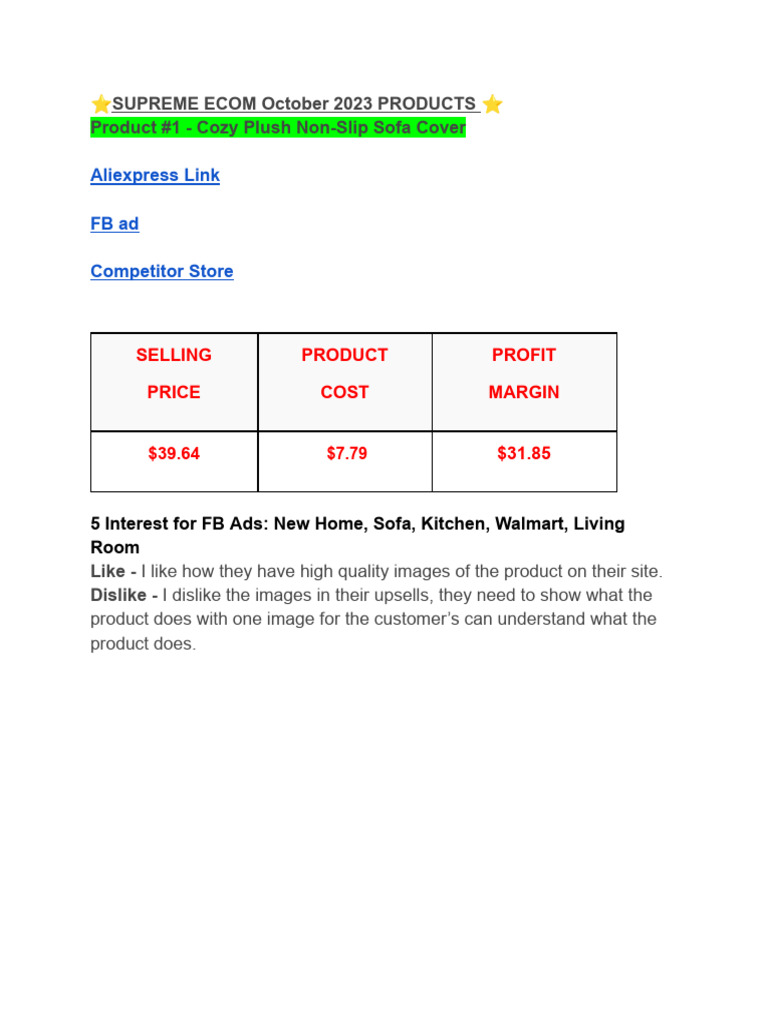 SUPREME October 2023 PRODUCTS PDF