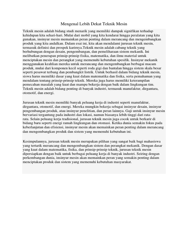 Mengenal Lebih Dekat Teknik Mesin Pdf
