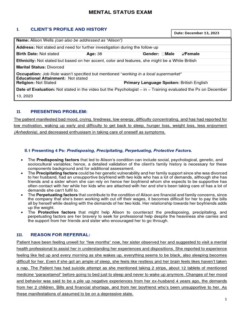 MSE L Depressive Disorder | PDF | Major Depressive Disorder | Mood ...