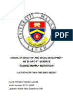 Hs 20 Sport Science - Ts20002 Human Nutrition-: School of Education and Social Development