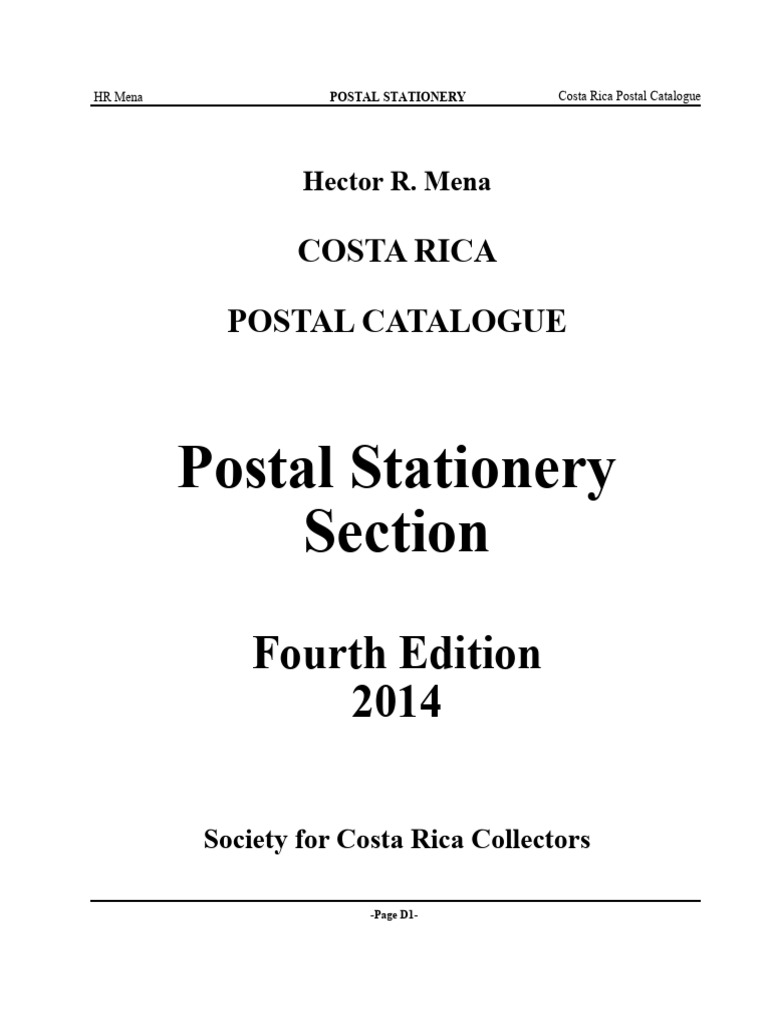 Costa Rica Postal Stationery Guide | PDF | Graphic Design | Postage Stamp