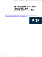 Psychological Testing and Assessment An Introduction To Tests and Measurement 8th Edition Cohen Test Bank