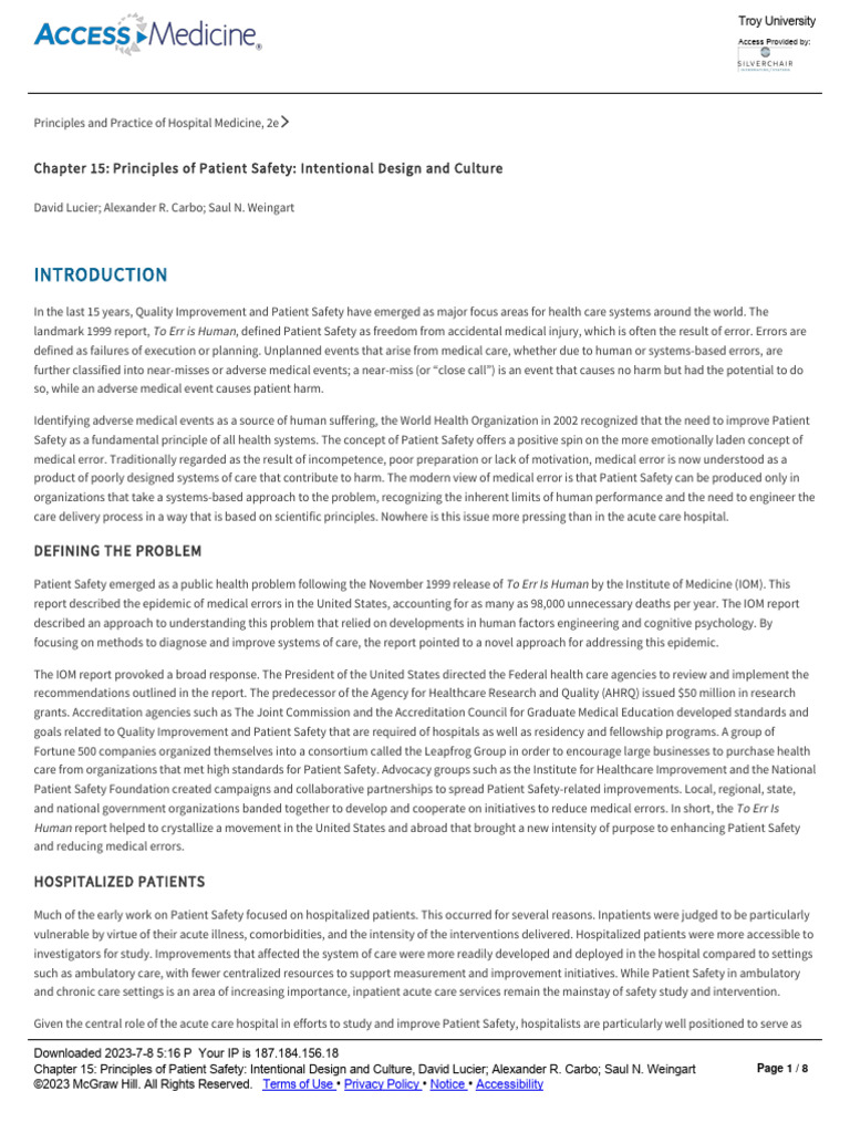 Chapter 15_ Principles of Patient Safety_ Intentional Design and Culture PDF