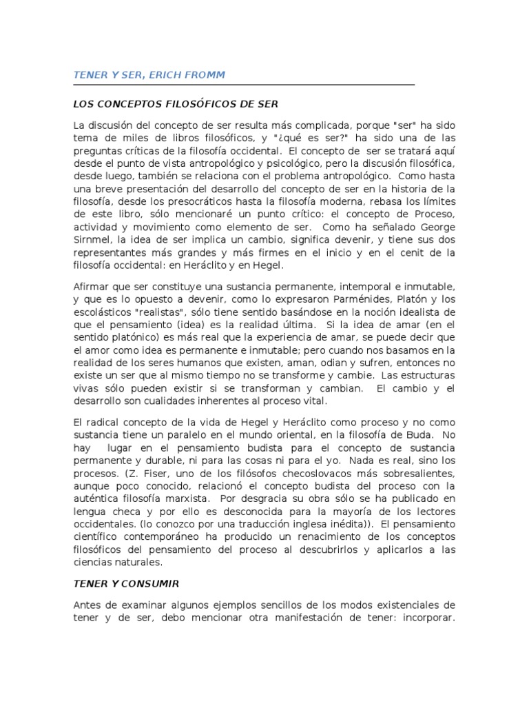 Tener y Ser_erich Fromm Existencia Filosofía