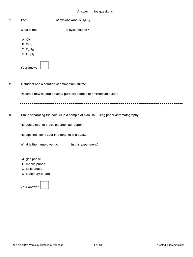 C2 1 Exam Questions Pdf Distillation Acetic Acid