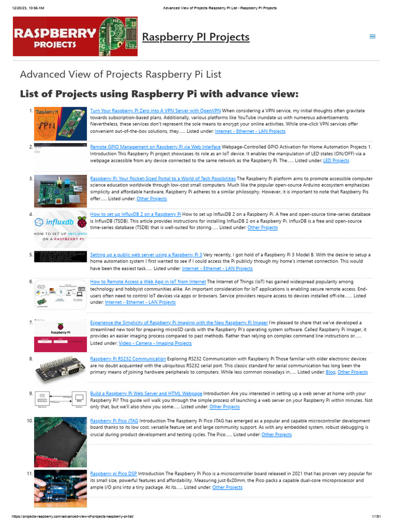 Advanced View of Projects Raspberry Pi List - Raspberry PI Projects ...