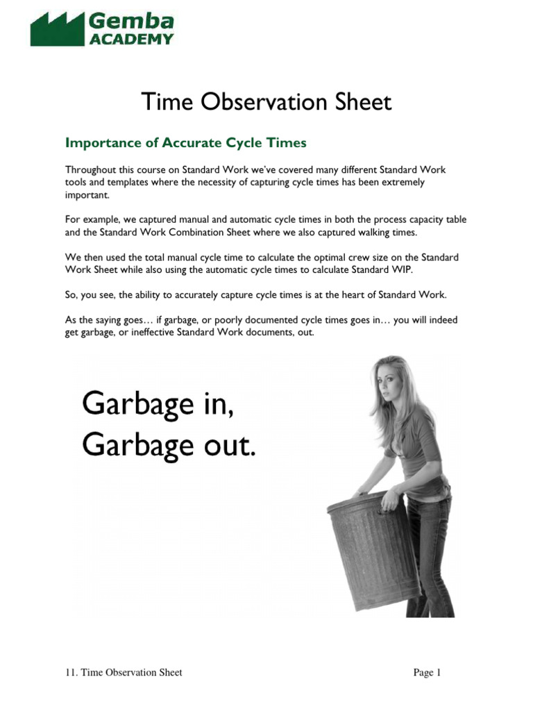 Time Observation Sheet Guide | PDF | Spreadsheet