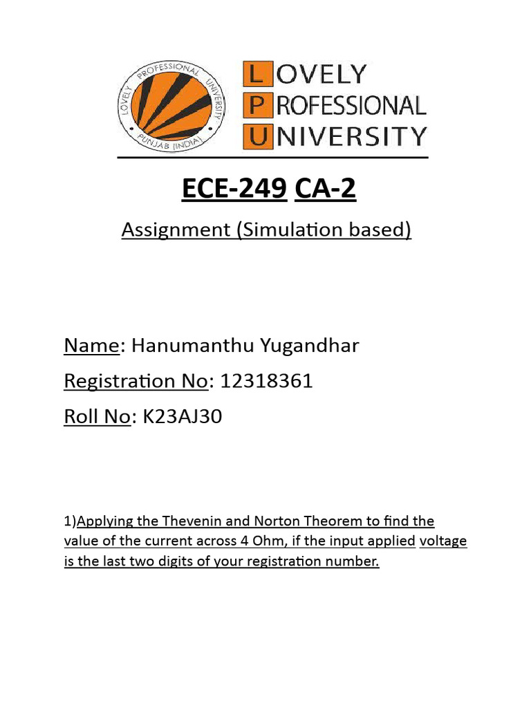 Thevenin & Norton Theorems in Simulation | PDF | Computers | Technology ...