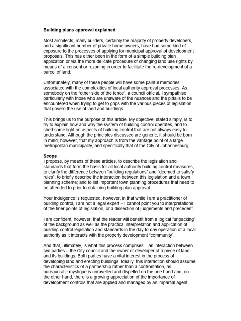 Understanding Building Plan Approval in SA | PDF | Zoning ...