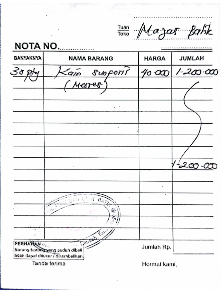 contoh nota bahan batik PDF