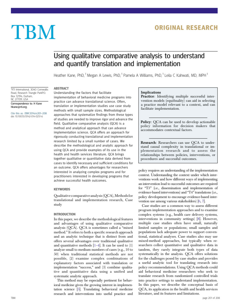 Understanding Qualitative Comparative Analysis | PDF | Causality ...