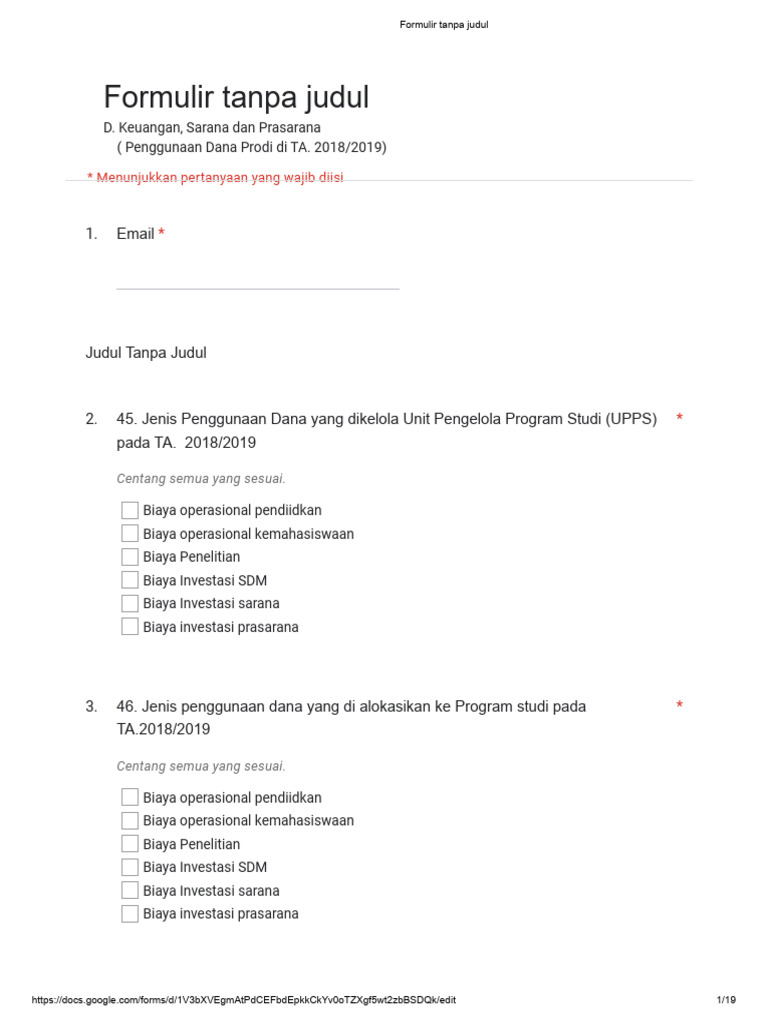 Formulir Tanpa Judul Google Formulir 2018 PDF