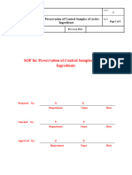 SOP For Preservation of Control Samples of Active Ingredients