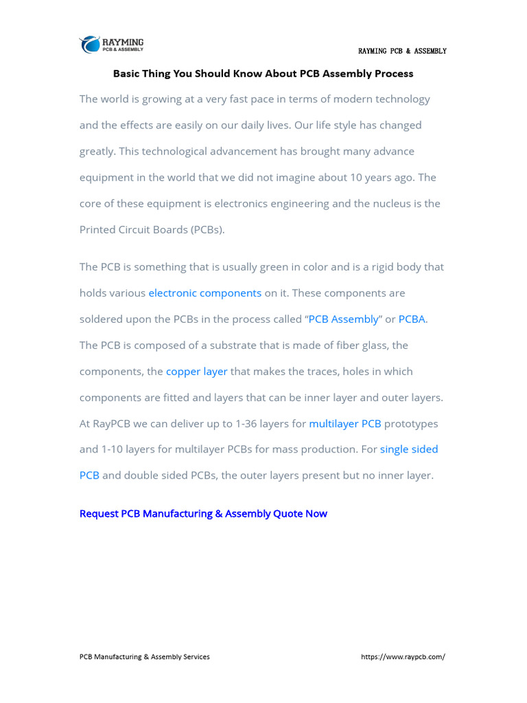 Basic Thing You Should Know About PCB Assembly Process | PDF