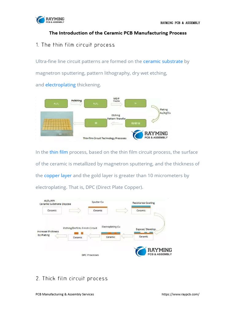 The Introduction of the Ceramic PCB Manufacturing Process | PDF