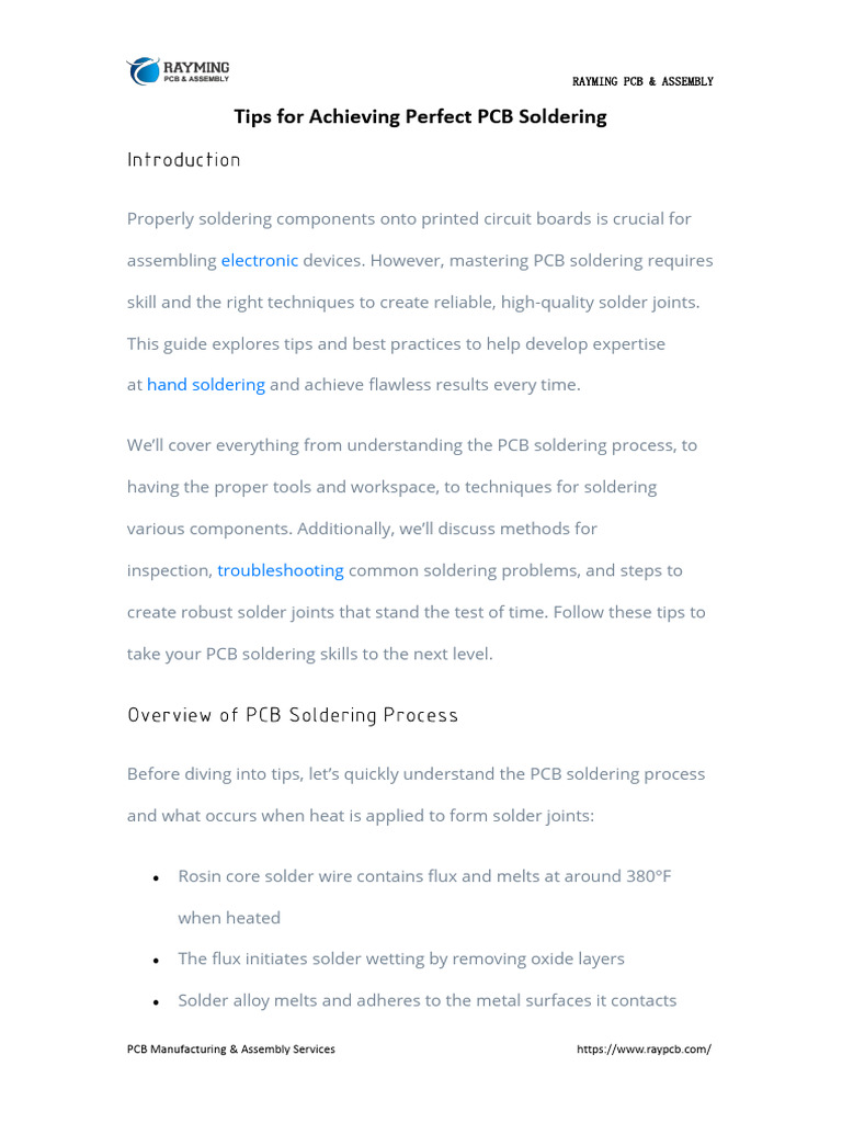 Tips For Achieving Perfect PCB Soldering | PDF | Soldering | Printed