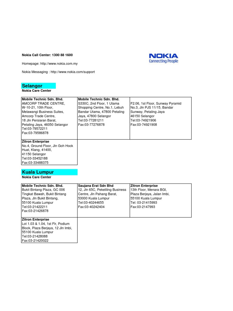 nokia service centre malaysia business