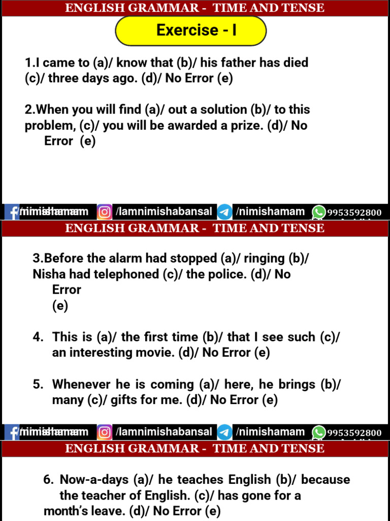 50 Hour Foundation Course Complete English Tenses Class 3 1 Pdf