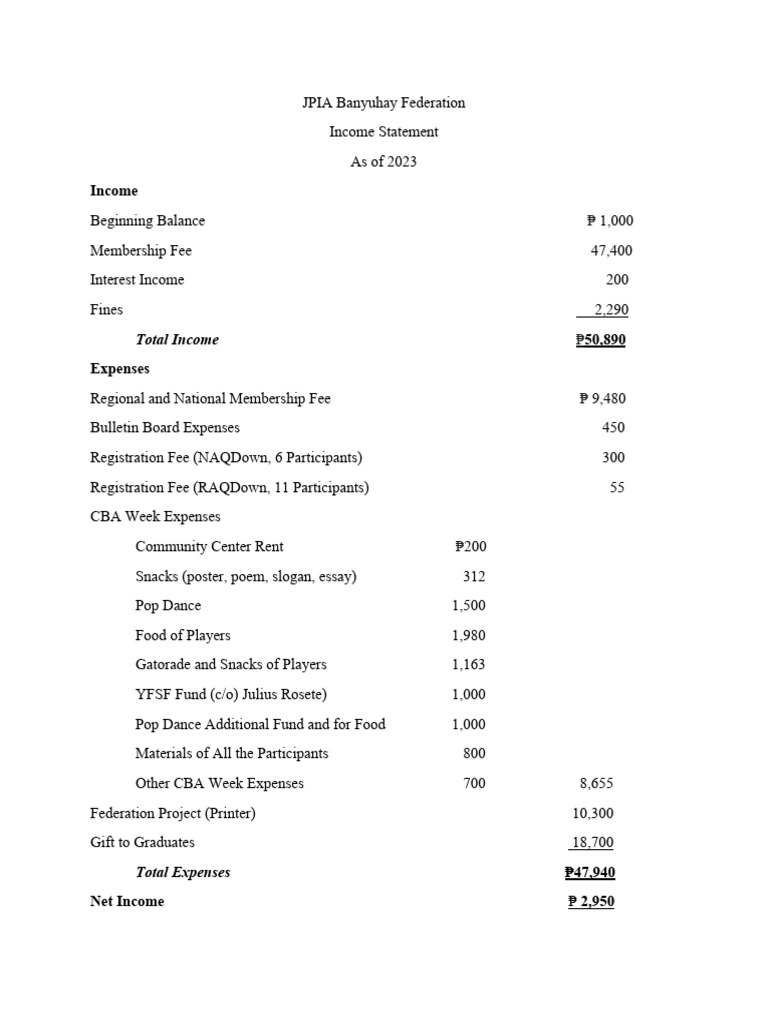 Income Statement | PDF
