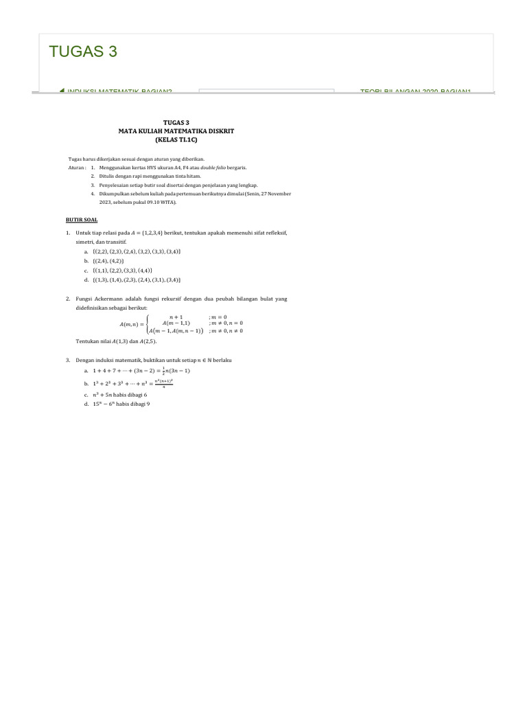 Contoh Soal Matematika Diskrit Kelas TI.1C | PDF | Metode & Bahan Ajar ...