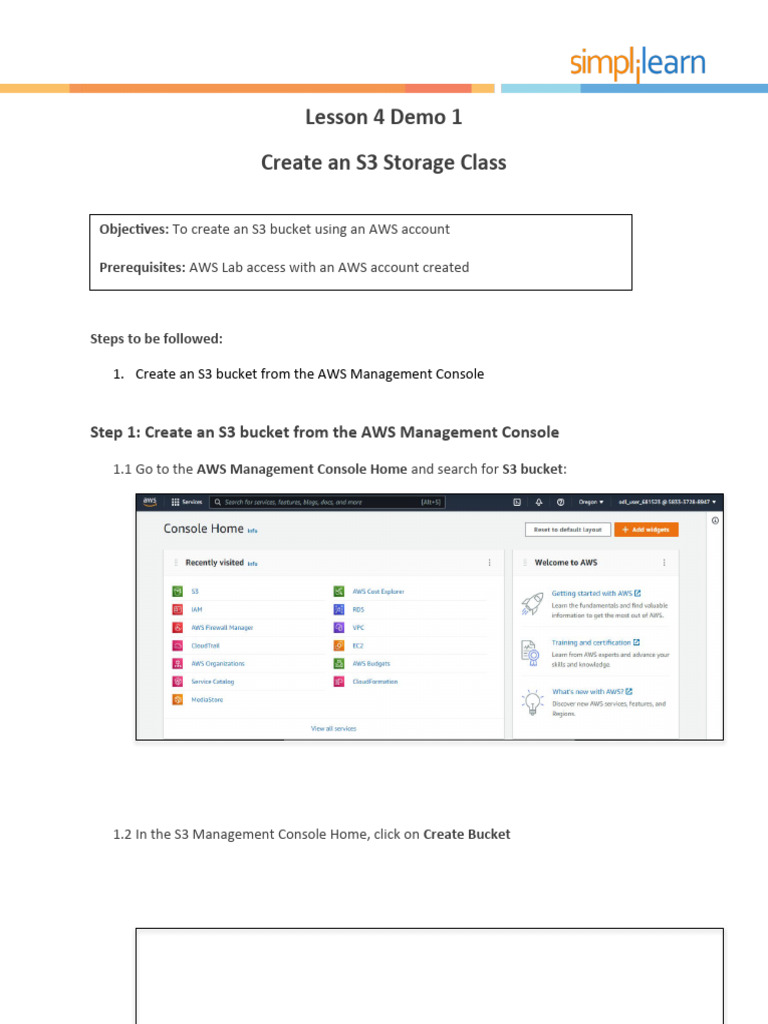 01 Create An S3 Storage Class Pdf