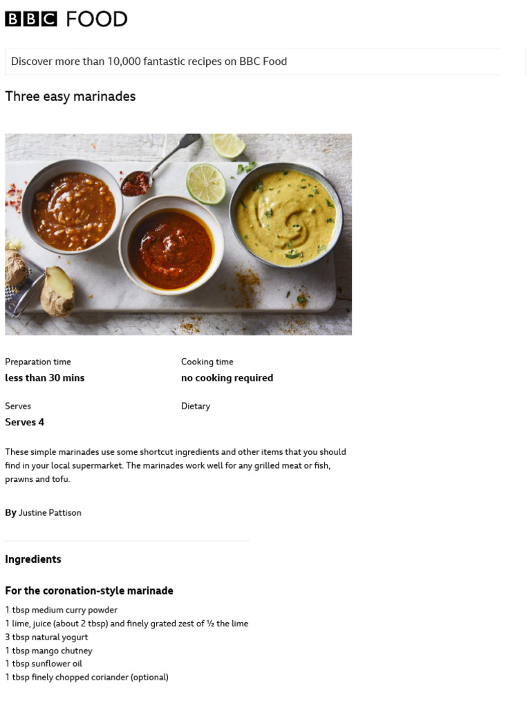 Easy marinades recipe BBC Food PDF Tofu Ginger
