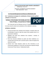 6.4.1 Institutional Strategies For Mobilization of Funds and The Optimal Utilization of Resources