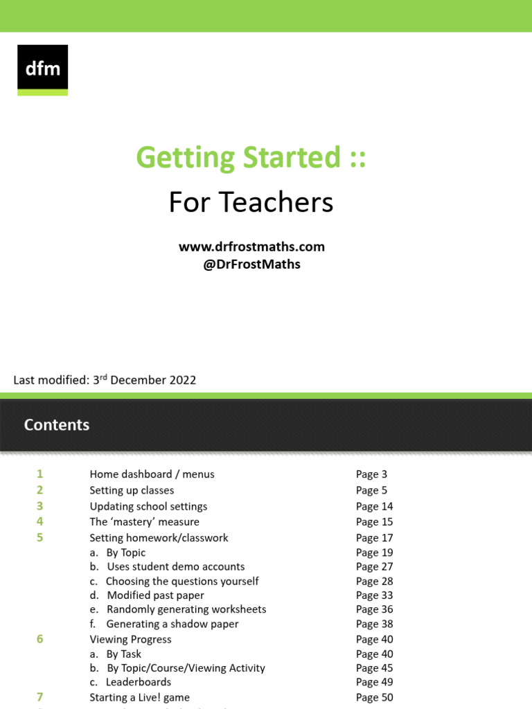 DFM: Teacher's Setup Guide | PDF