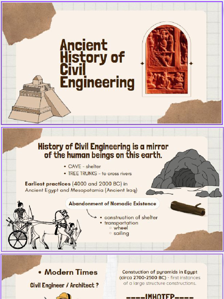 The history of civil engineering deals