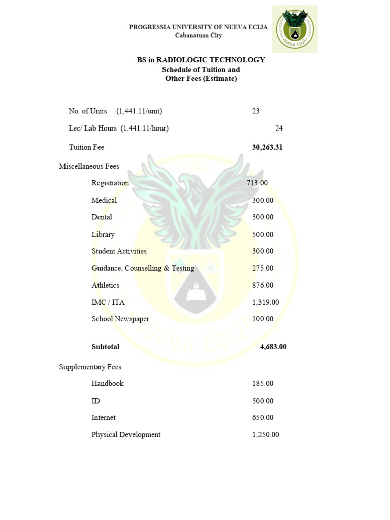 Radtech Tuition Fee | PDF | Payments | Economies