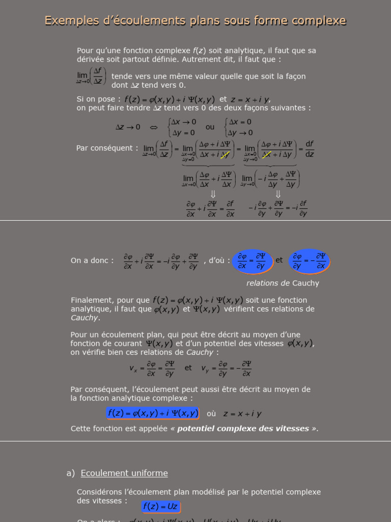Ecoulements Potentiels Complexes | PDF | Physique | Mécanique