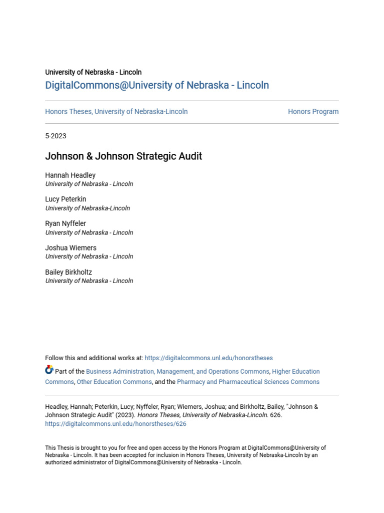 Johnson & Johnson Strategic Audit 2023 | PDF | Johnson & Johnson ...