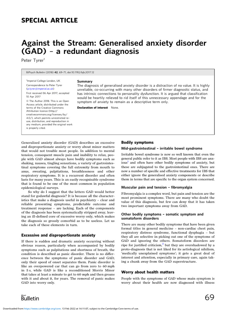Against the stream generalised anxiety disorder gad a redundant