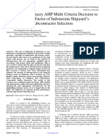 Application of Fuzzy AHP Multi Criteria Decision To Determine Factor of Indonesian Shipyard's Subcontractor Selection